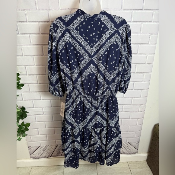 Nanette Lepore Blue and White Puff Sleeve Sundress/size 14 - Picture 5 of 13